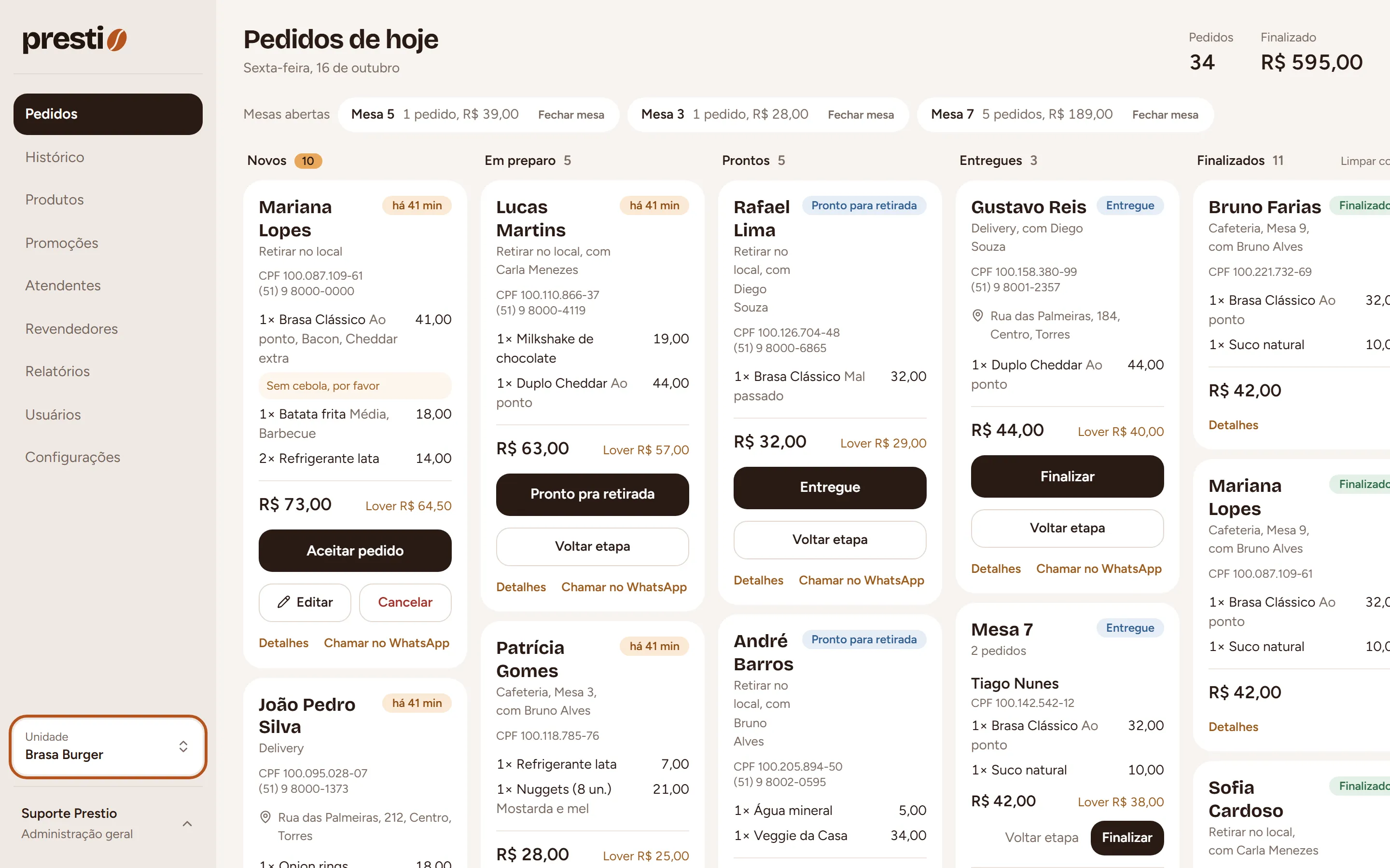 Passo 1: Clique na Unidade no rodapé do menu.