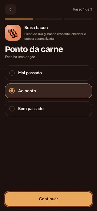 Passo 2: Escolha uma opção e toque em Continuar.