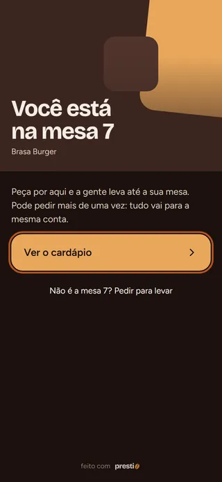 Passo 1: Aponte a câmera do celular para o QR Code da mesa e toque no link. Confira o número da mesa e toque em Ver o cardápio.