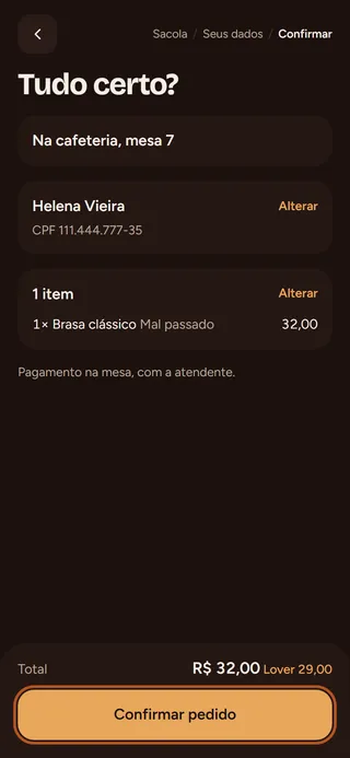 Passo 6: Confira o resumo e toque em Confirmar pedido.