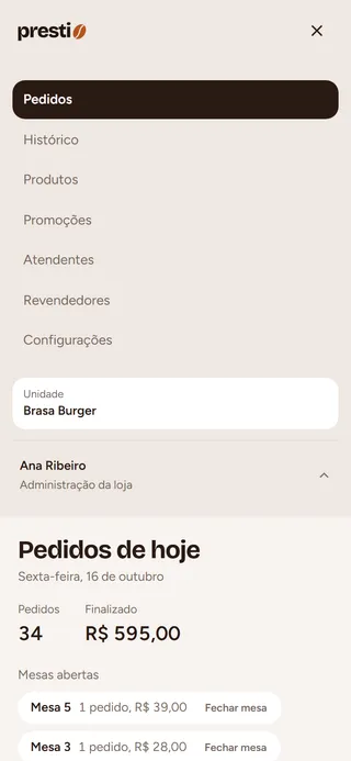 Passo 2: Toque no menu (três linhas) para ir às outras telas.